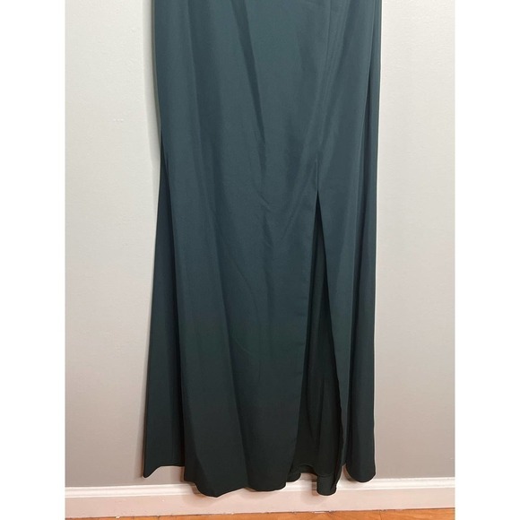 NWT After Six One Shoulder With Strap Cowl-Neck Crepe Maxi Dress Evergreen Sze 6 - Picture 7 of 12